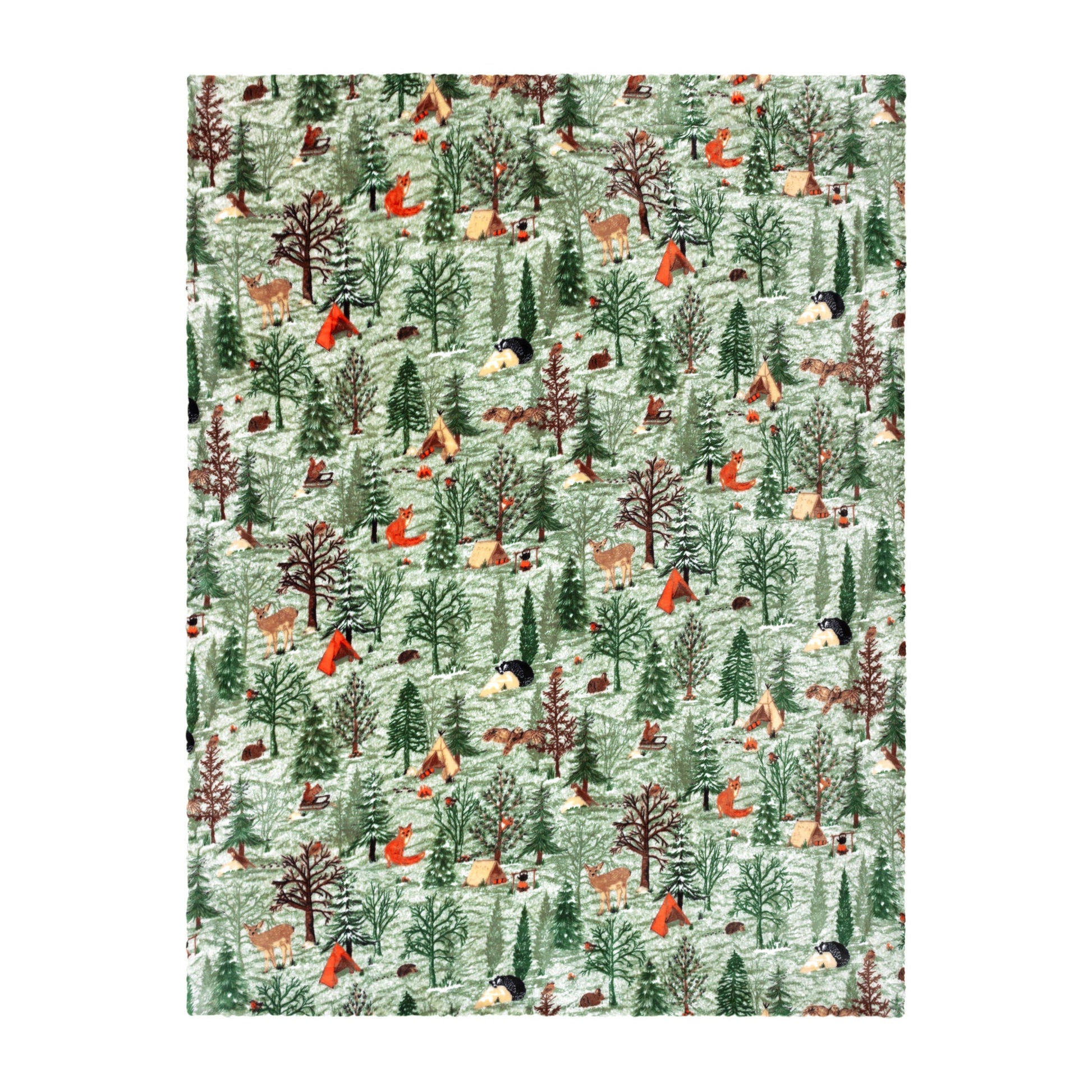Lodge Wood Sherpa Fleece Throw Oak Green - Bridgnorth Furniture