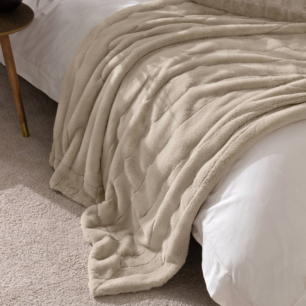 Empress Faux Fur Throw Oat - Bridgnorth Furniture