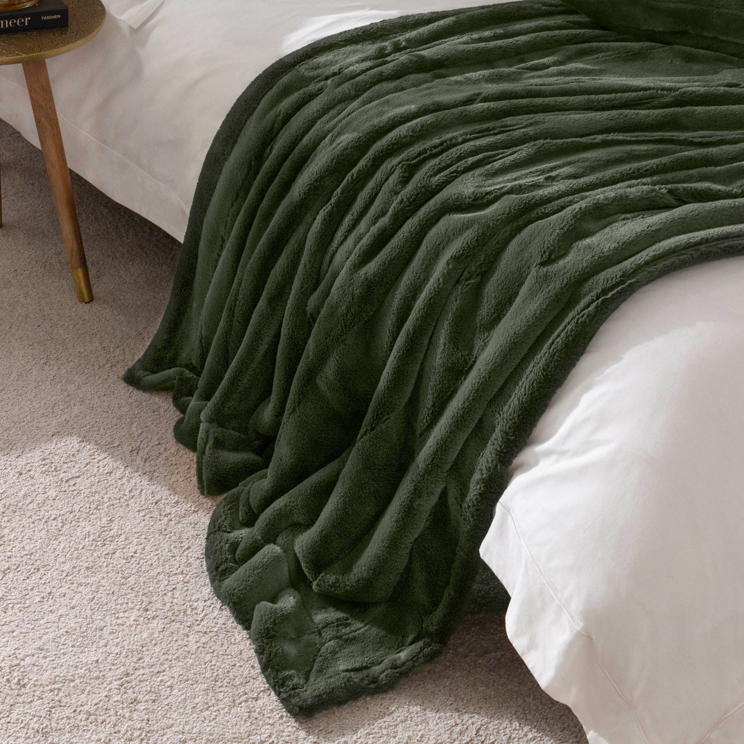 Empress Faux Fur Throw Pine - Bridgnorth Furniture