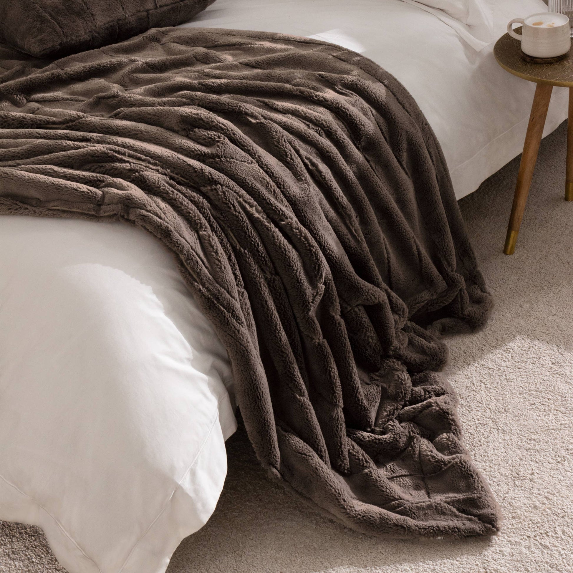 Empress Faux Fur Throw Taupe - Bridgnorth Furniture