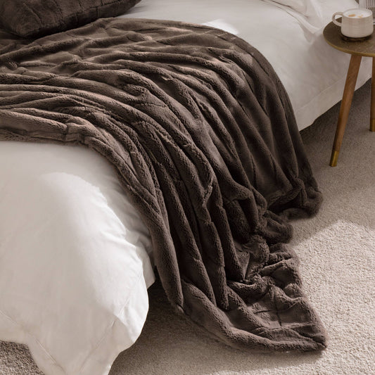 Empress Faux Fur Throw Taupe - Bridgnorth Furniture