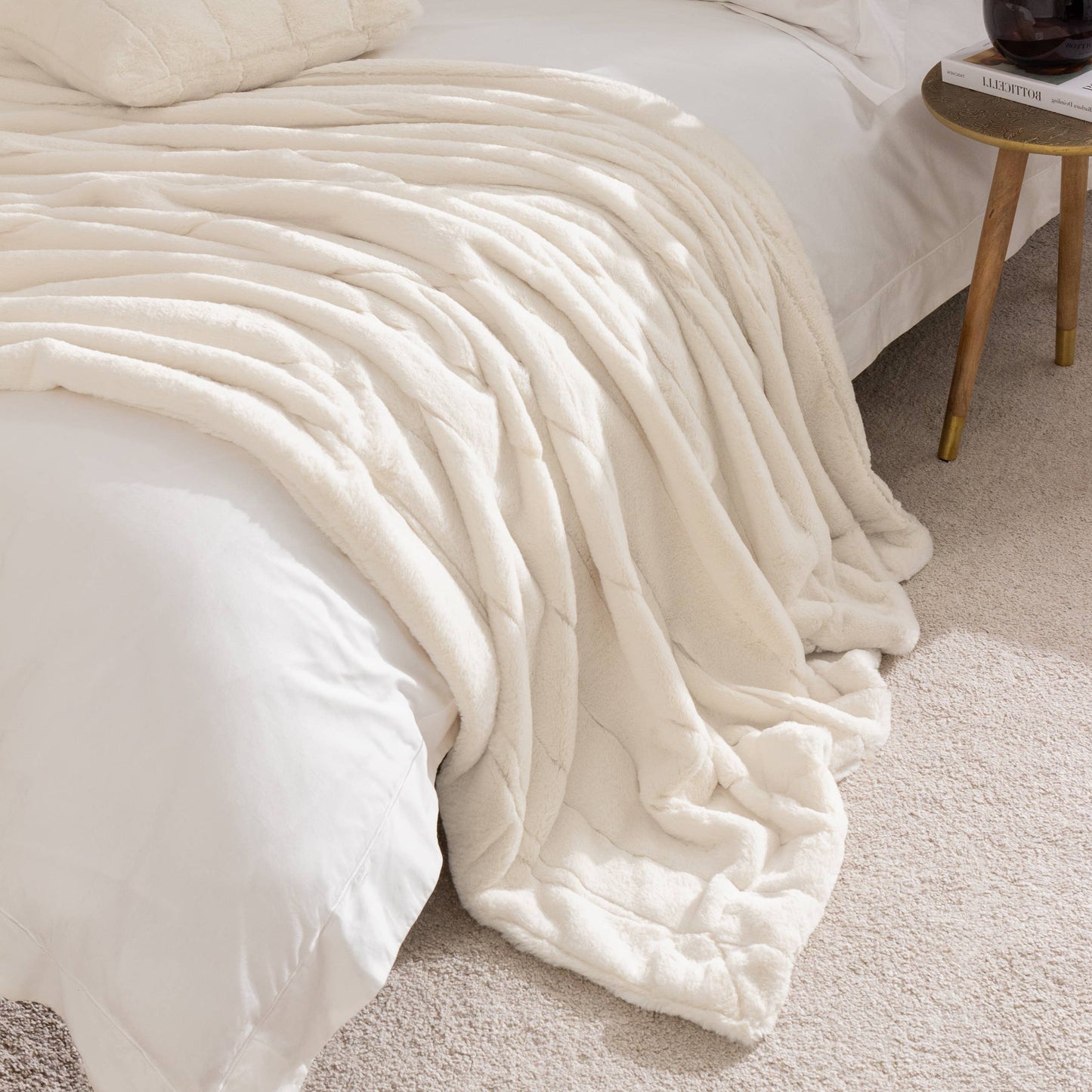 Empress Faux Fur Throw Cream - Bridgnorth Furniture