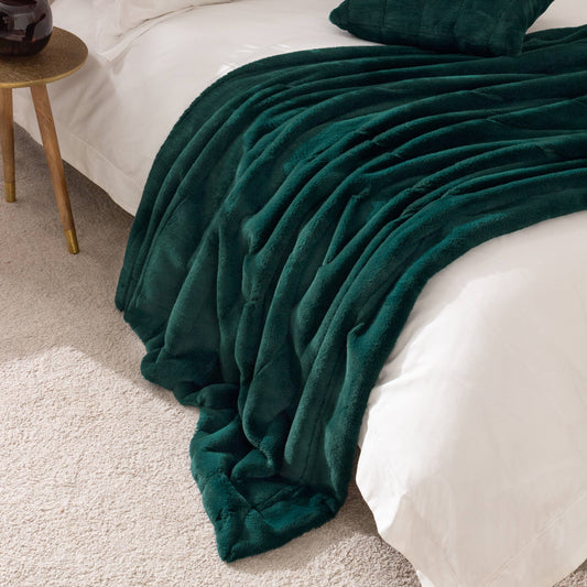 Empress Faux Fur Throw Emerald - Bridgnorth Furniture