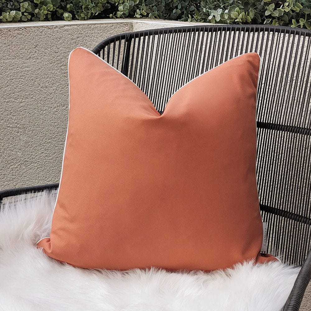 Rust Outdoor Cushion  with Cream Piping - 43 x 43cm - Bridgnorth Furniture