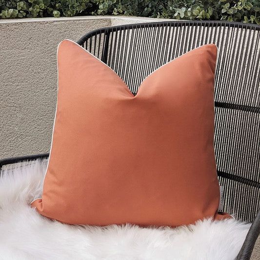 Rust Outdoor Cushion  with Cream Piping - 43 x 43cm - Bridgnorth Furniture