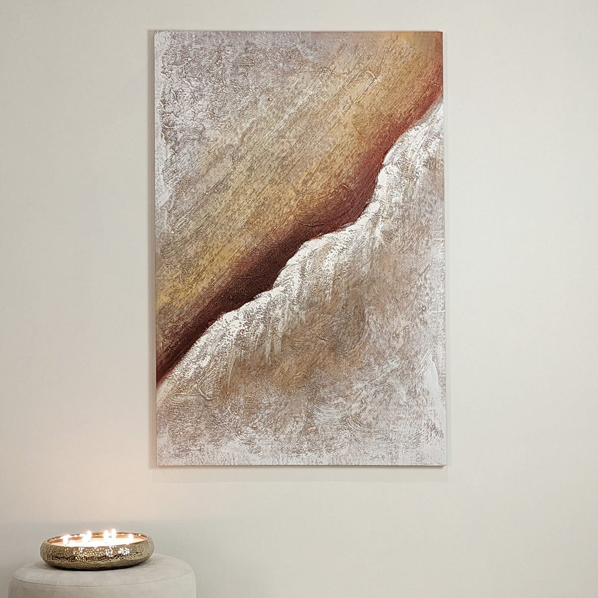 Sanctuary Neutral Textured Abstract Canvas Wall Art - Bridgnorth Furniture