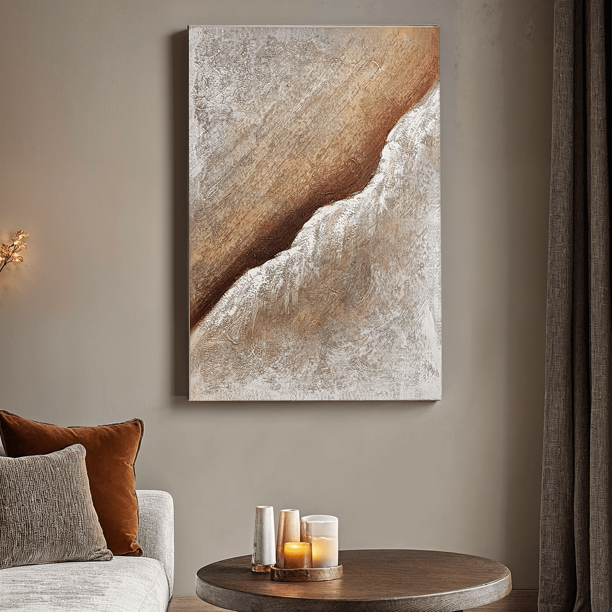 Sanctuary Neutral Textured Abstract Canvas Wall Art - Bridgnorth Furniture