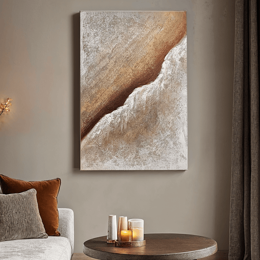 Sanctuary Neutral Textured Abstract Canvas Wall Art - Bridgnorth Furniture