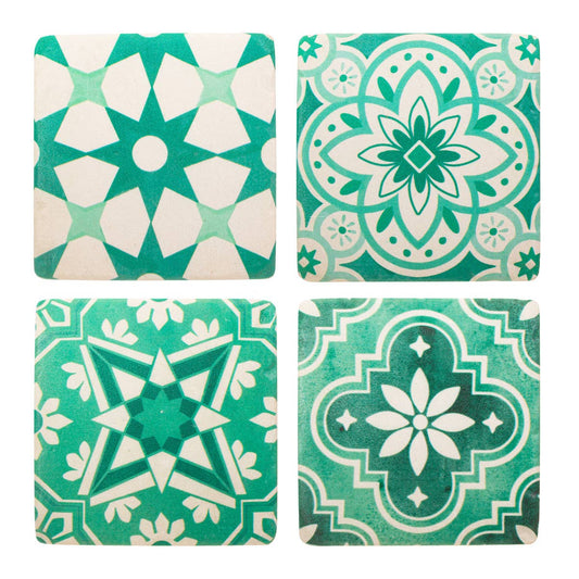 Green Mosaic Tile Coasters - set of 4 - Bridgnorth Furniture