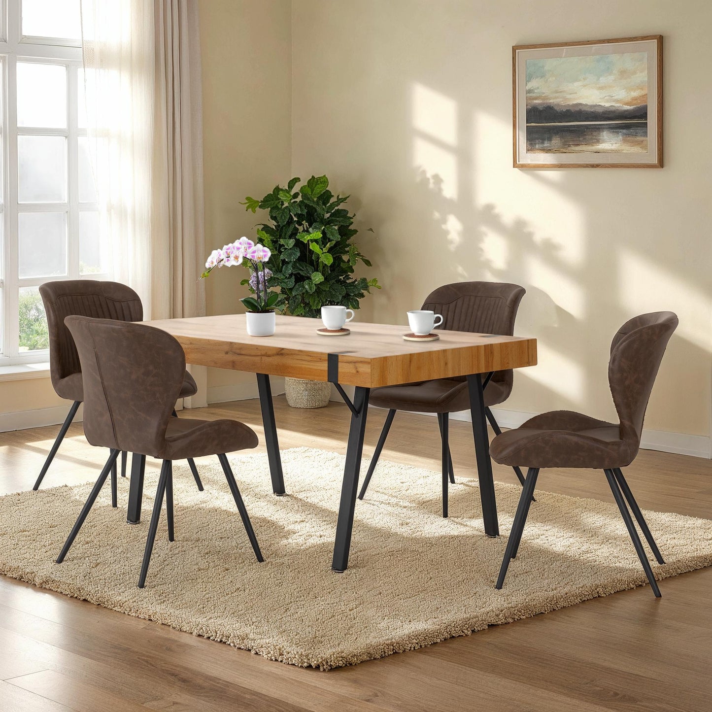 Treviso Dining Table Light Oak Effect/Black - Bridgnorth Furniture