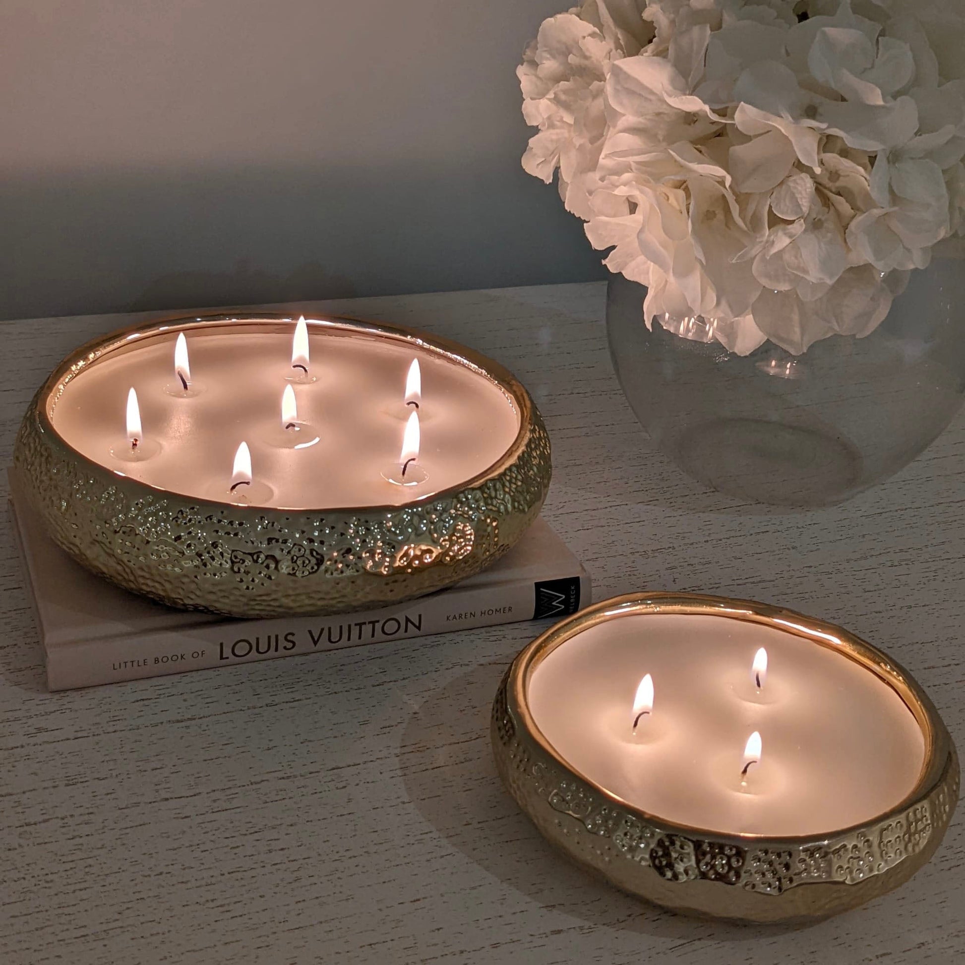 Set of 2 Aeolian Gold Candles - Bridgnorth Furniture