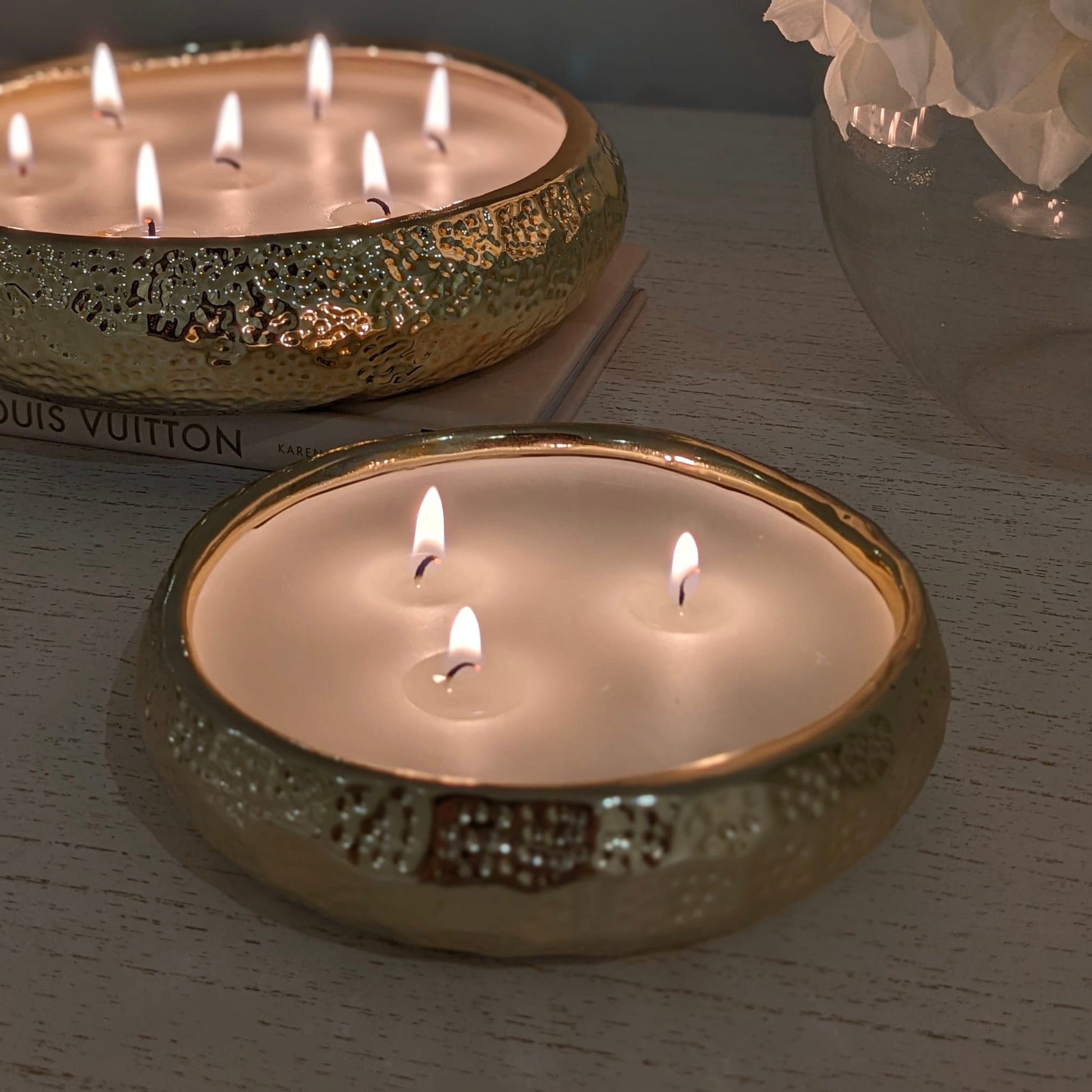 Set of 2 Aeolian Gold Candles - Bridgnorth Furniture