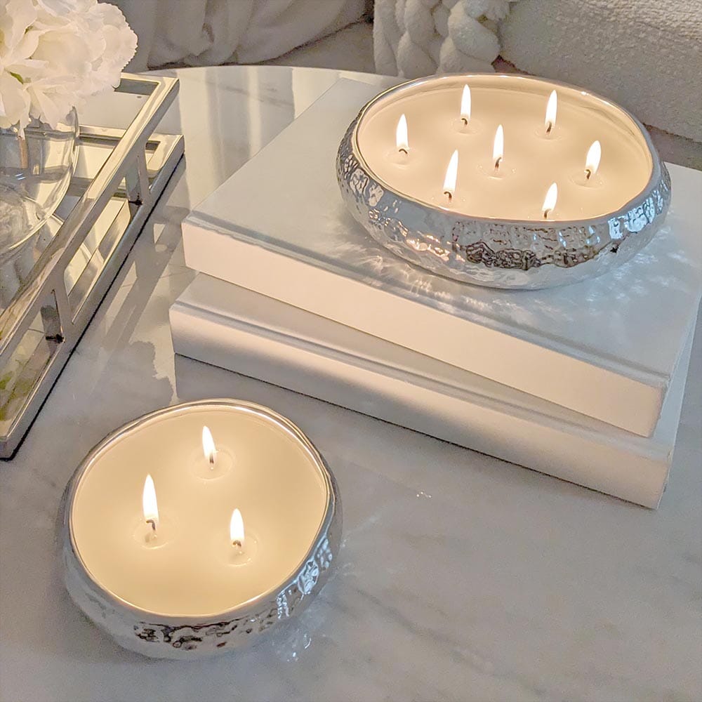 Set of 2 Aeolian Silver Candles - Bridgnorth Furniture