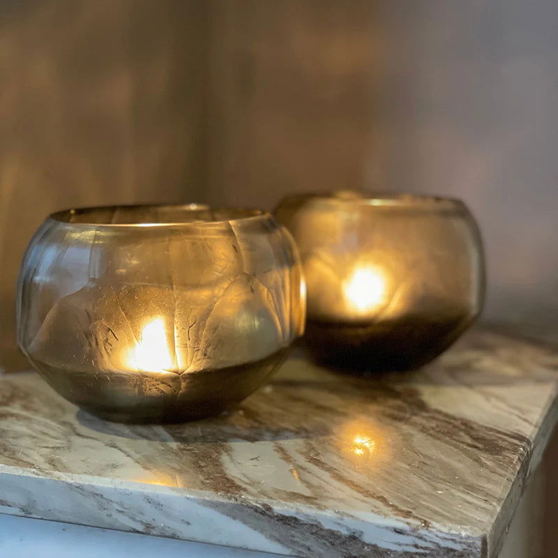 SULPHUR CANDLEHOLDER - H9 D11 cm - SMOKE - Bridgnorth Furniture