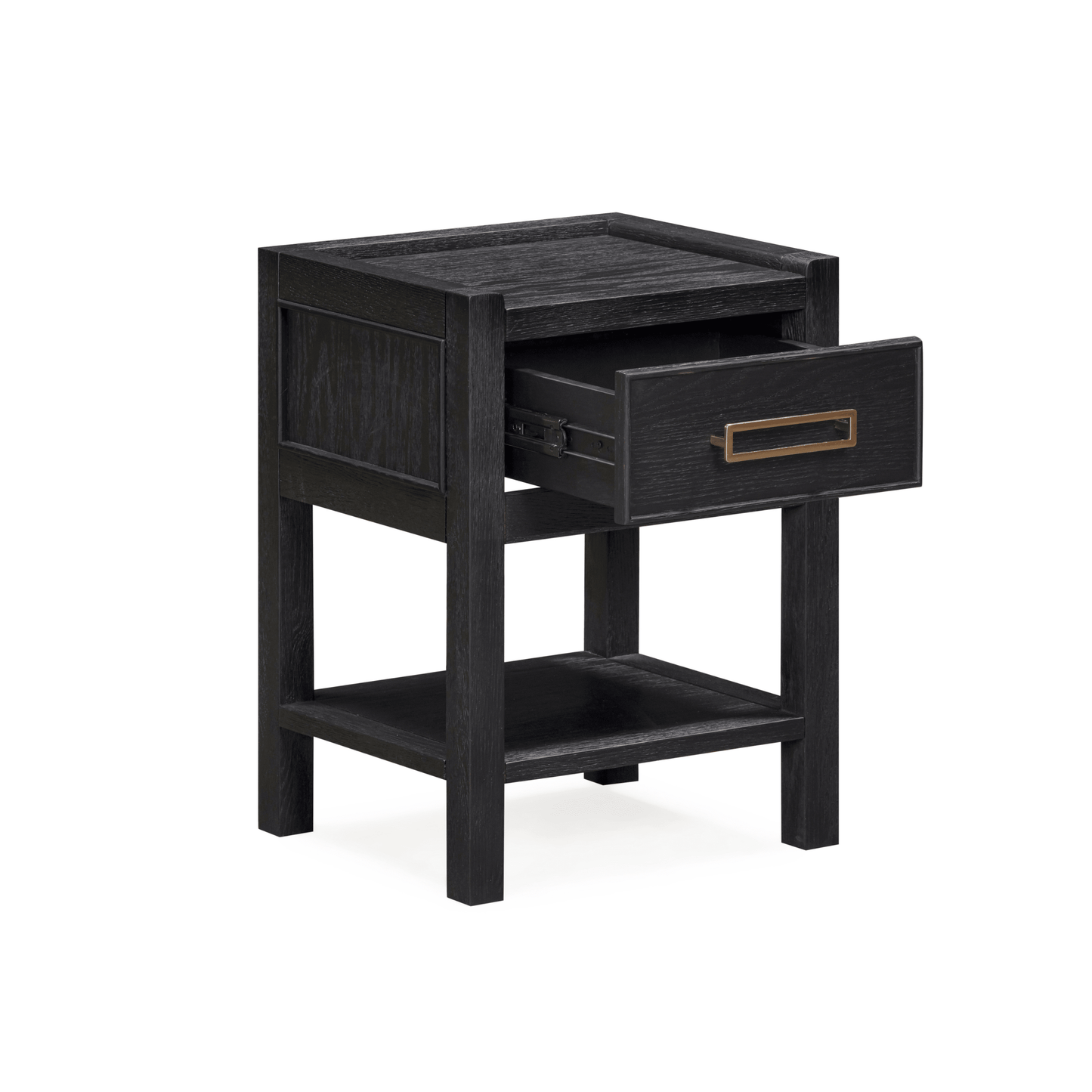 Soho Black Oak Veneer 1 Drawer Bedside Table - Bridgnorth Furniture
