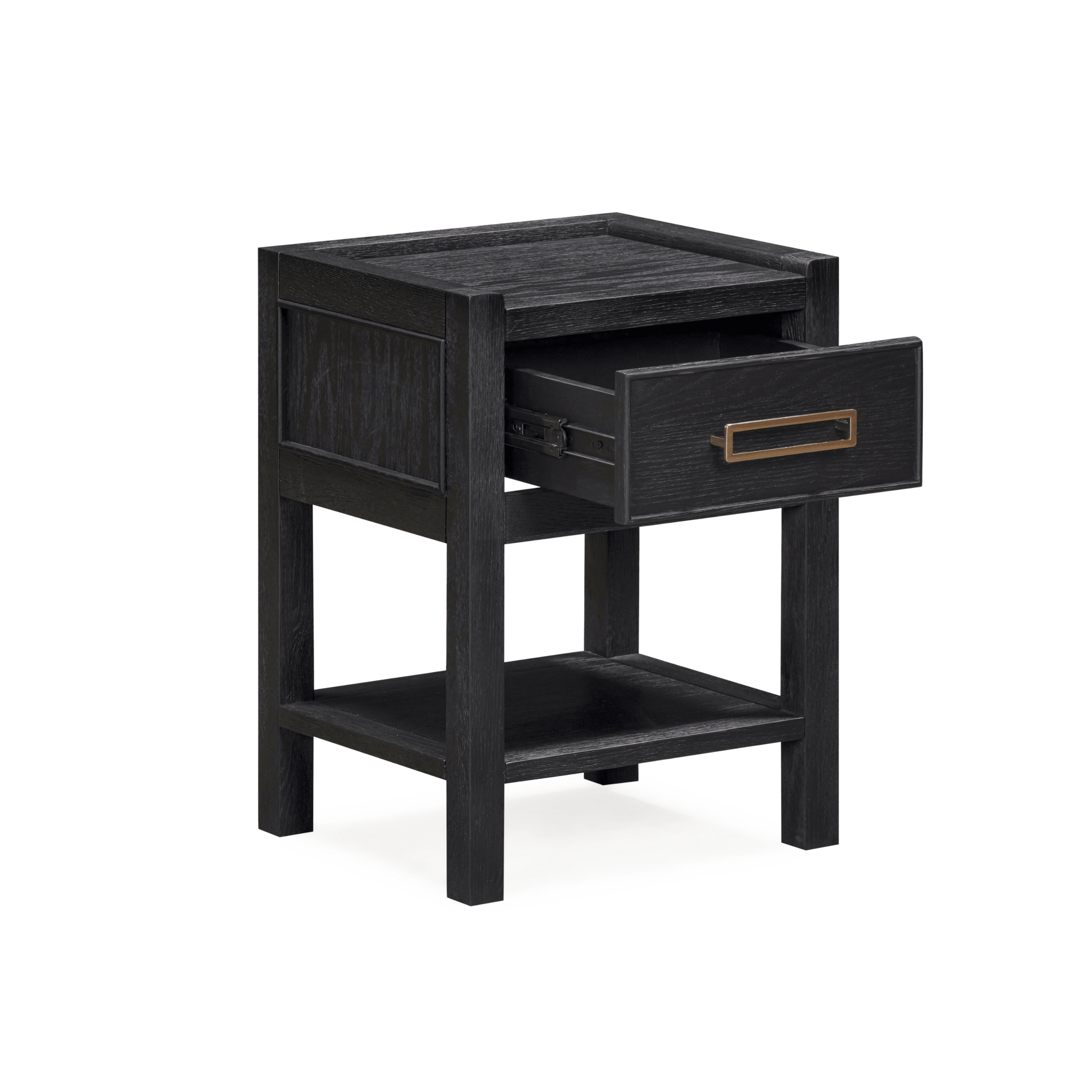 Soho Black Oak Veneer 1 Drawer Bedside Table - Bridgnorth Furniture