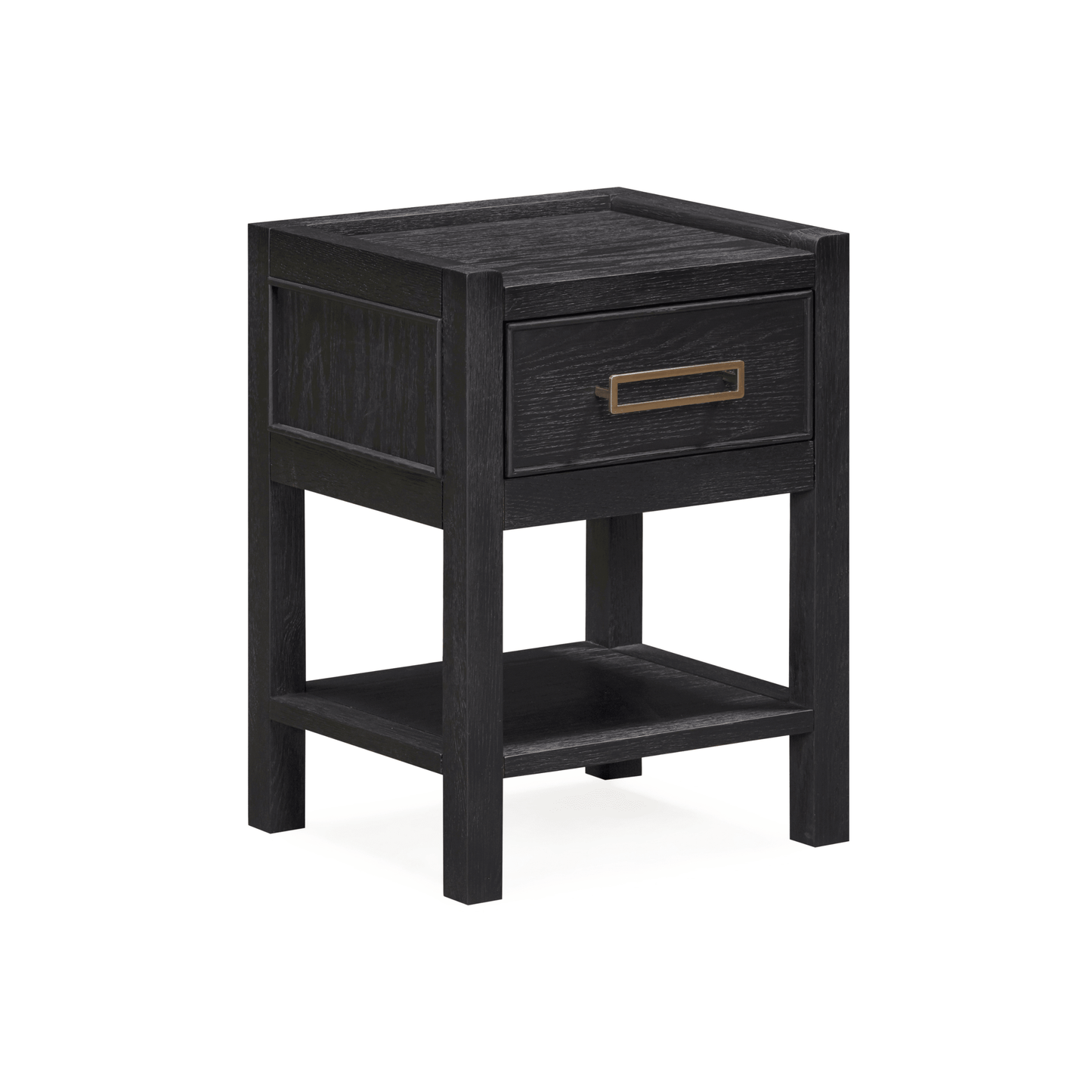 Soho Black Oak Veneer 1 Drawer Bedside Table - Bridgnorth Furniture