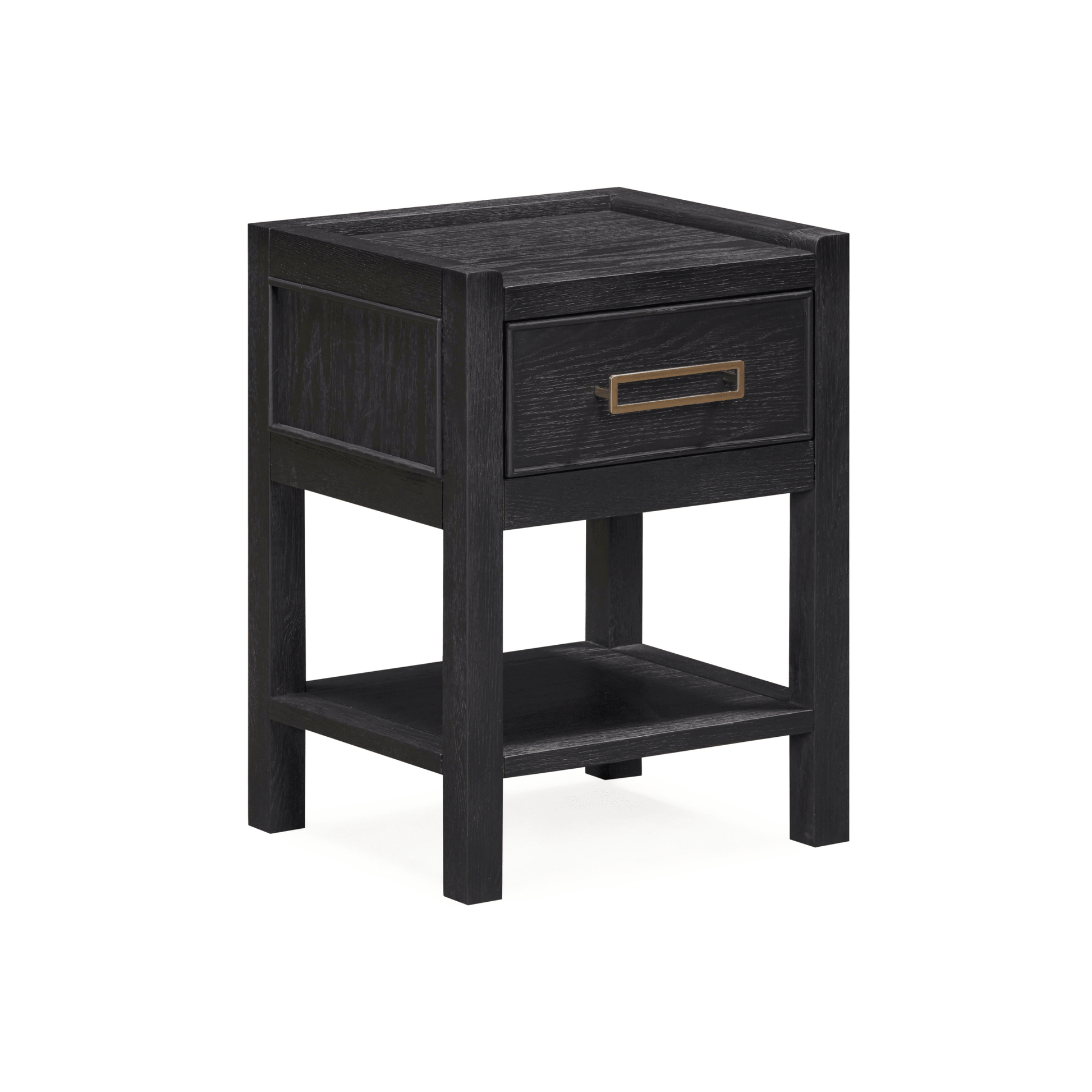 Soho Black Oak Veneer 1 Drawer Bedside Table - Bridgnorth Furniture