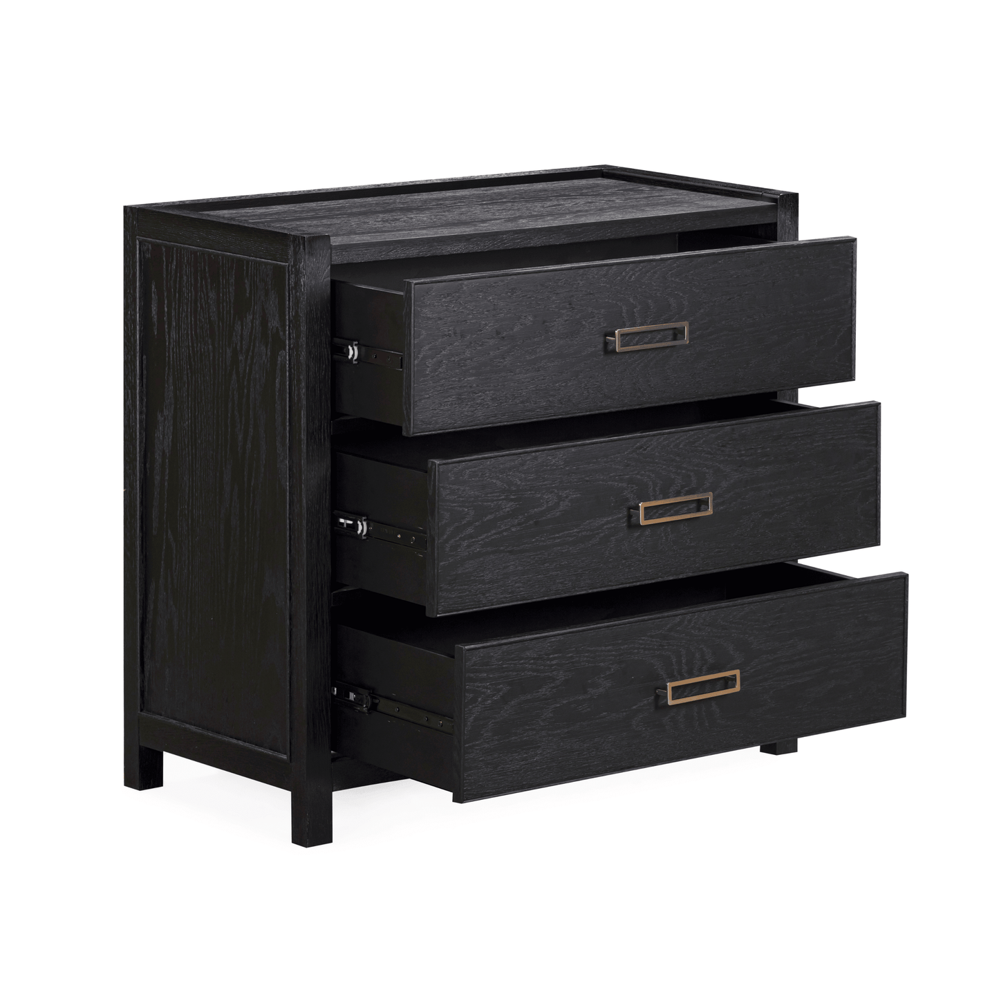 Soho Black Oak Veneer 3 Drawer Chest - Bridgnorth Furniture