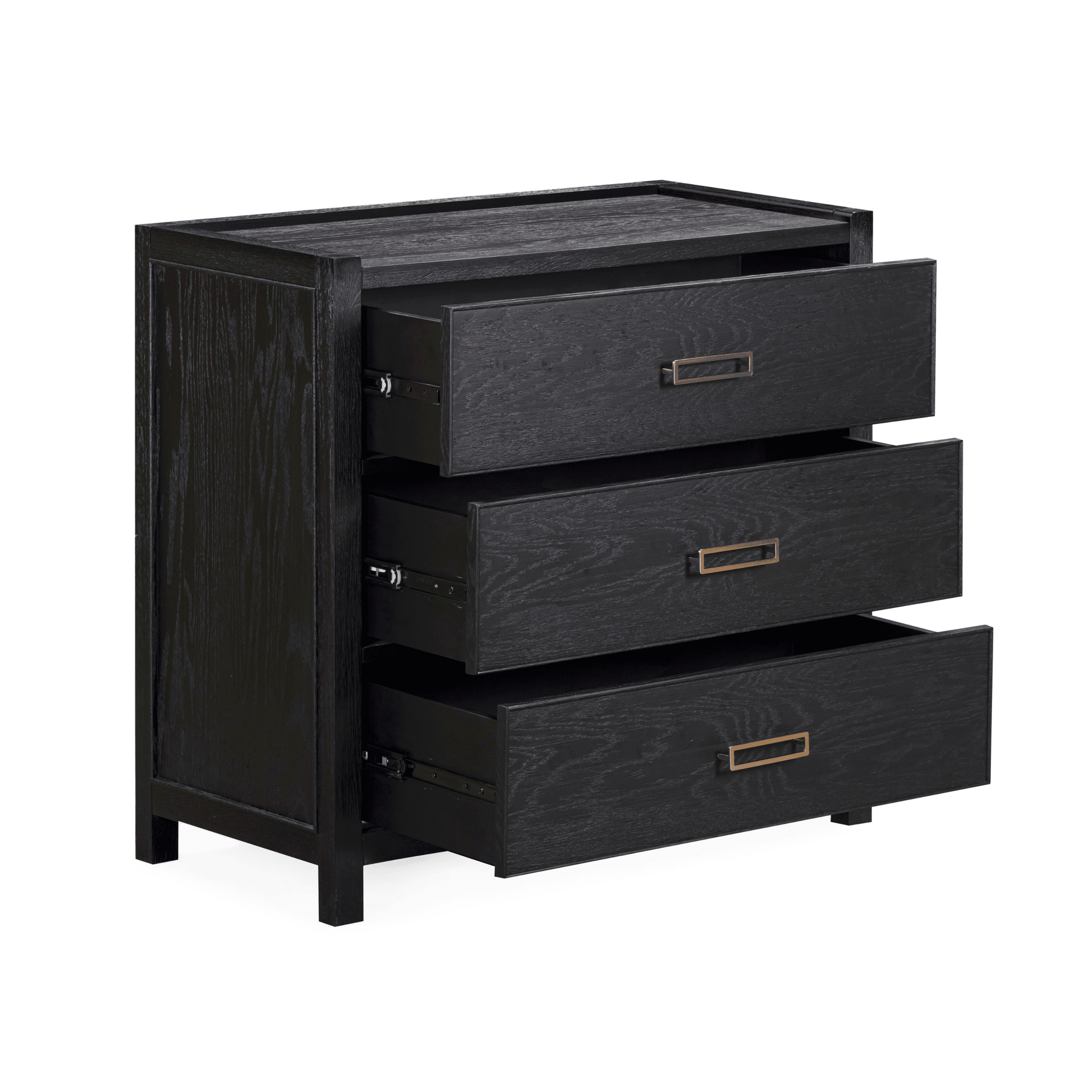 Soho Black Oak Veneer 3 Drawer Chest - Bridgnorth Furniture