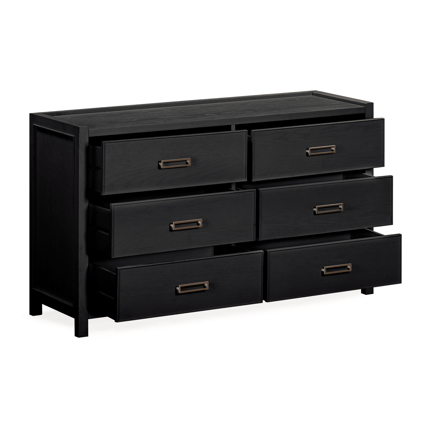 Soho Black Oak Veneer 6 Drawer Chest - Bridgnorth Furniture