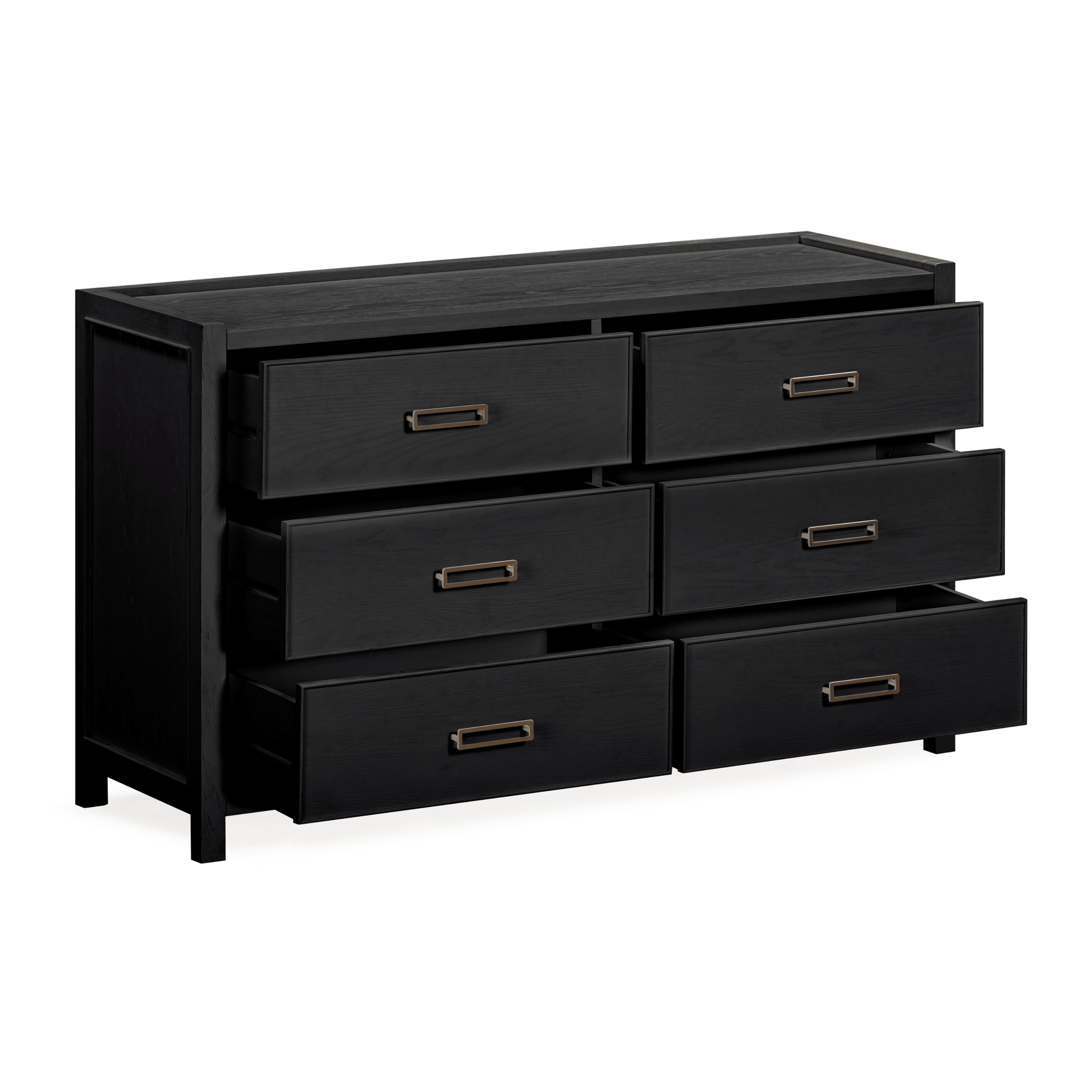 Soho Black Oak Veneer 6 Drawer Chest - Bridgnorth Furniture