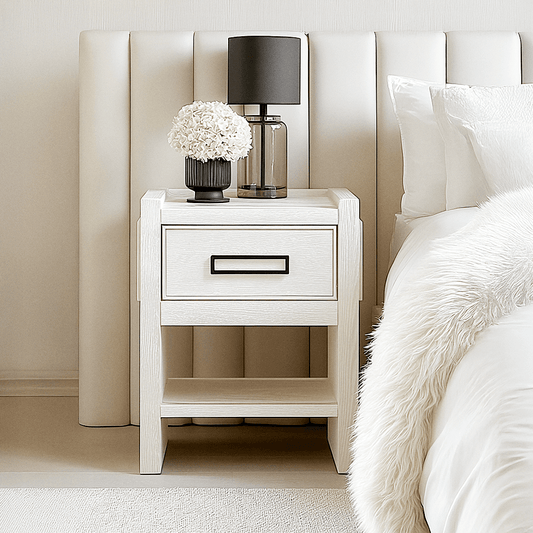 Soho Cream Oak Veneer 1 Drawer Bedside Table - Bridgnorth Furniture