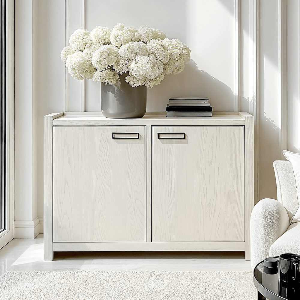 Soho Cream Oak Veneer 2 Door Sideboard - Bridgnorth Furniture
