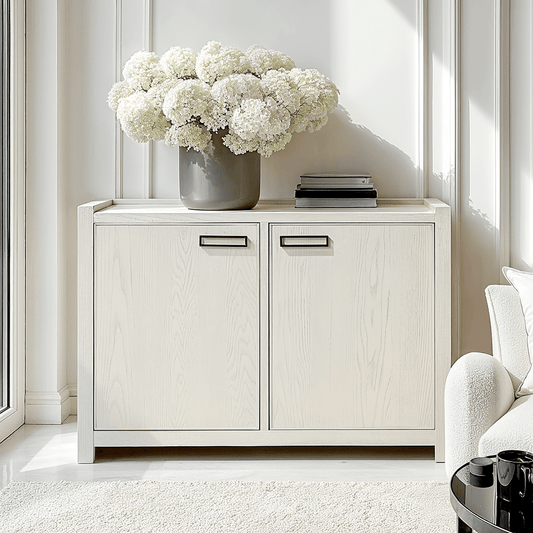 Soho Cream Oak Veneer 2 Door Sideboard - Bridgnorth Furniture