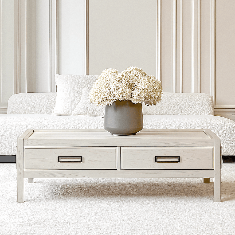 Soho Cream Oak Veneer 2 Drawer Coffee Table - Bridgnorth Furniture