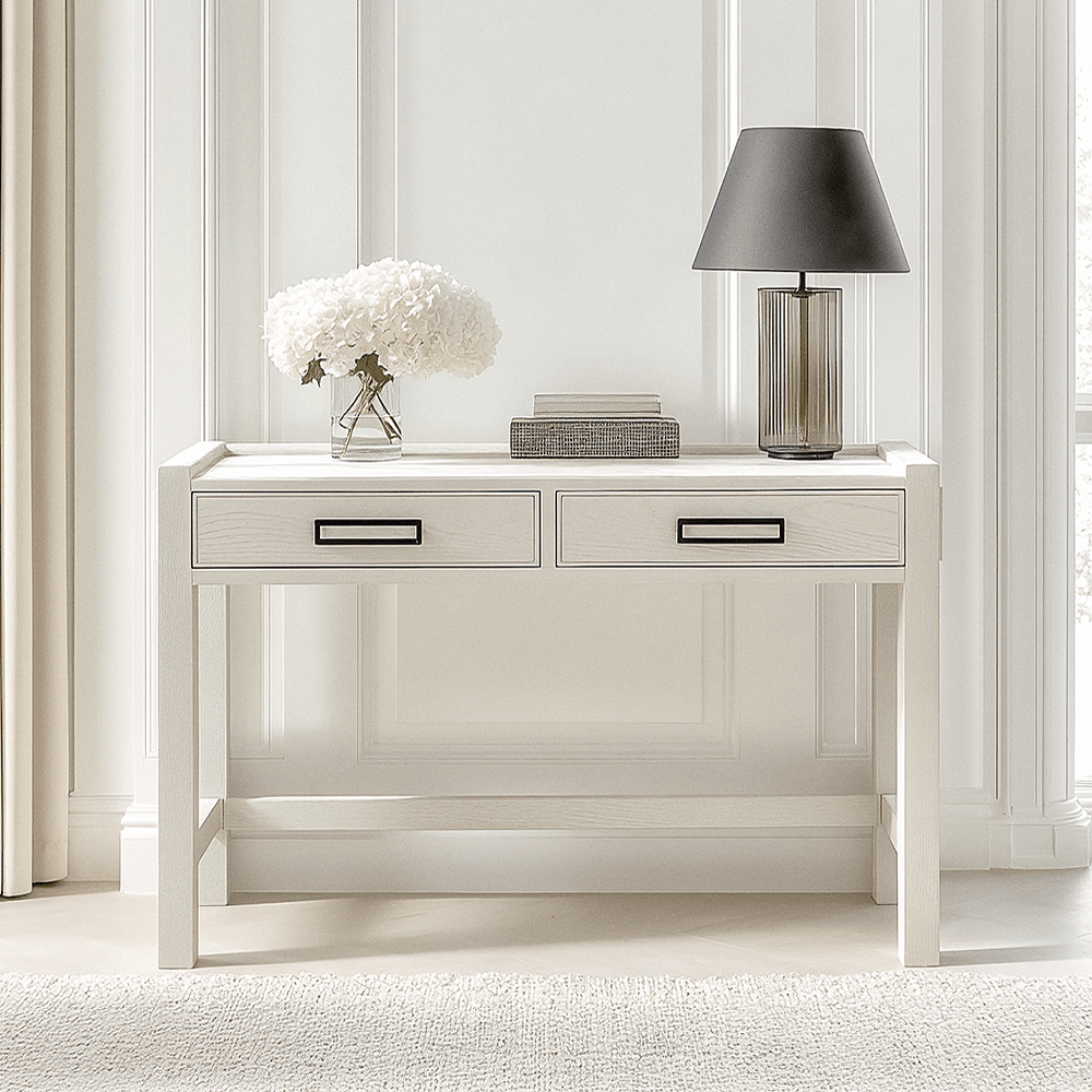 Soho Cream Oak Veneer 2 Drawer Dressing Table - Bridgnorth Furniture