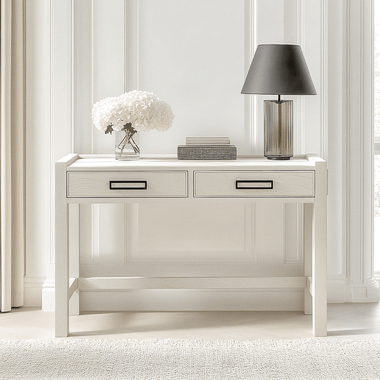 Soho Cream Oak Veneer 2 Drawer Dressing Table - Bridgnorth Furniture
