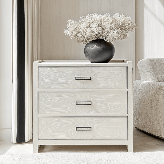 Soho Cream Oak Veneer 3 Drawer Chest - Bridgnorth Furniture