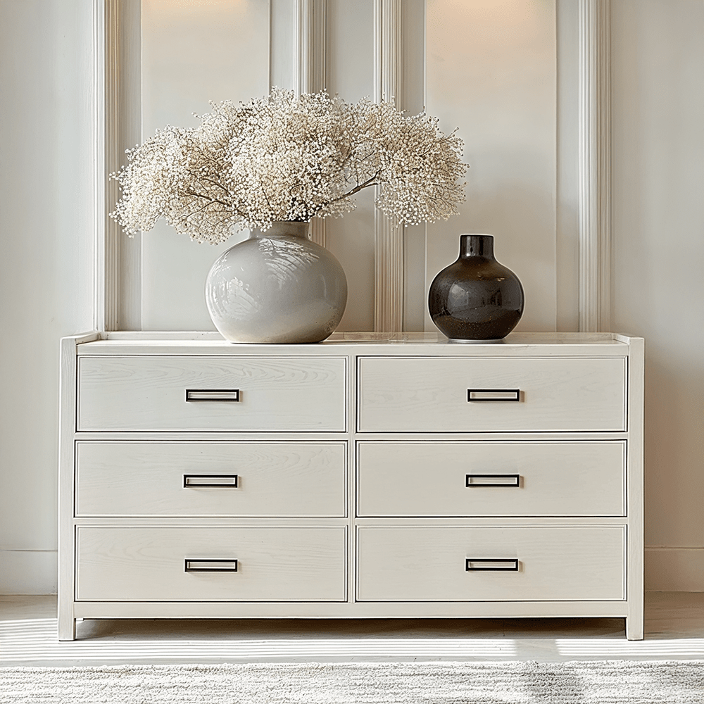 Soho Cream Oak Veneer 6 Drawer Chest - Bridgnorth Furniture