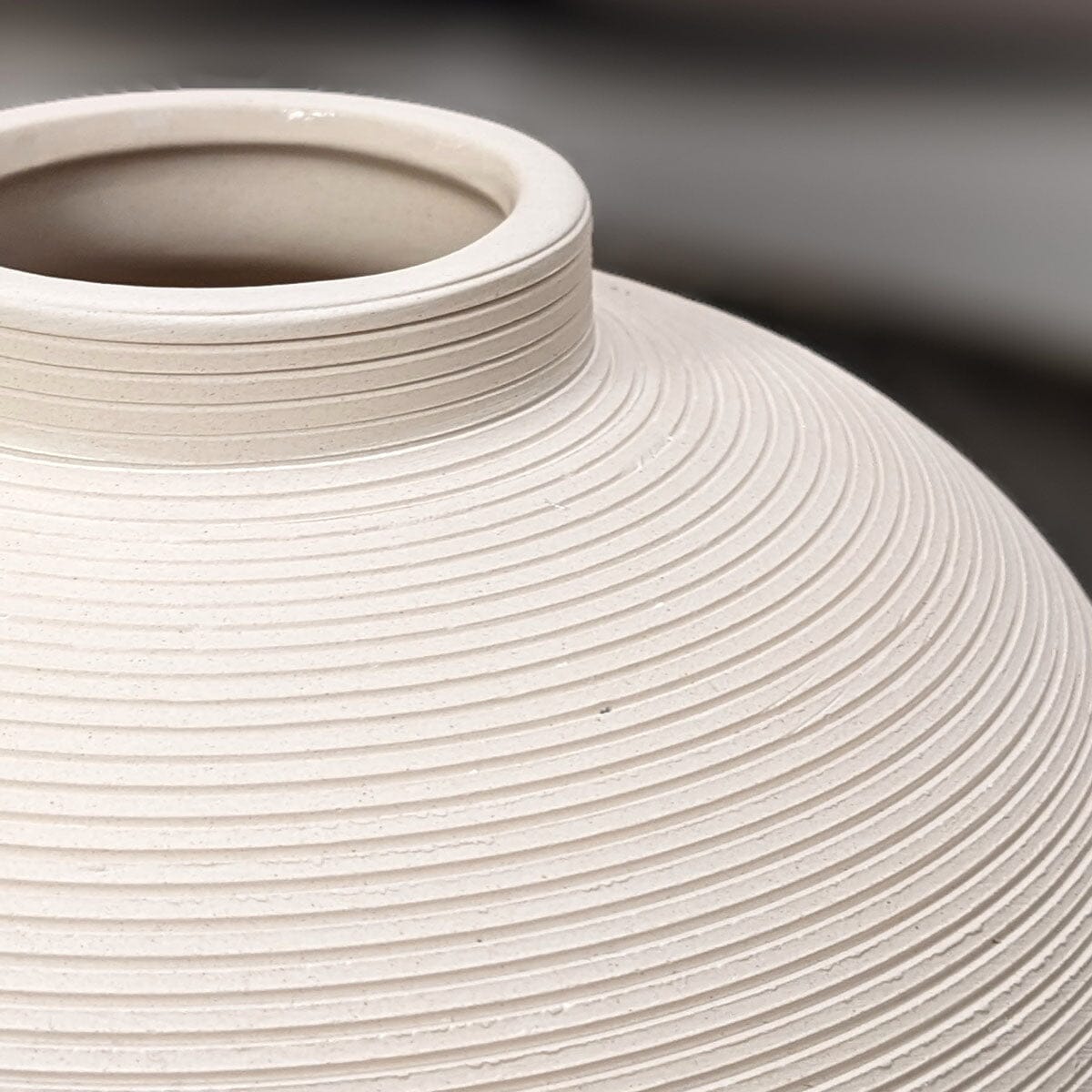 Solis Medium Rounded Stone Ceramic Neutral Vase - Bridgnorth Furniture