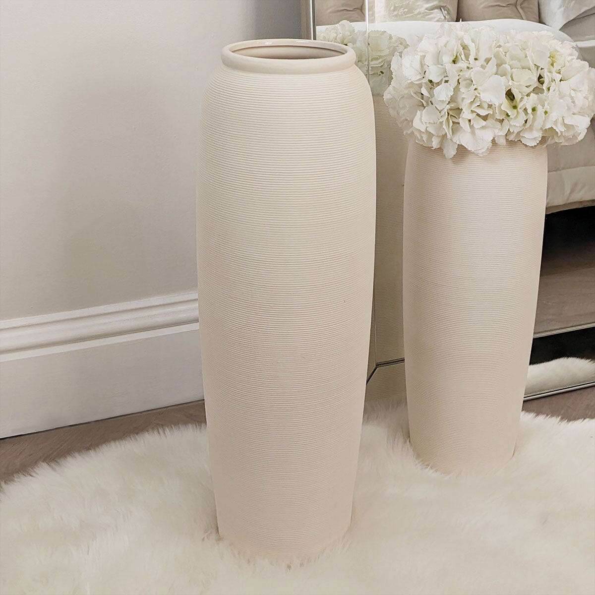Solis XL Floor Standing Stone Ceramic Neutral Vase - Bridgnorth Furniture