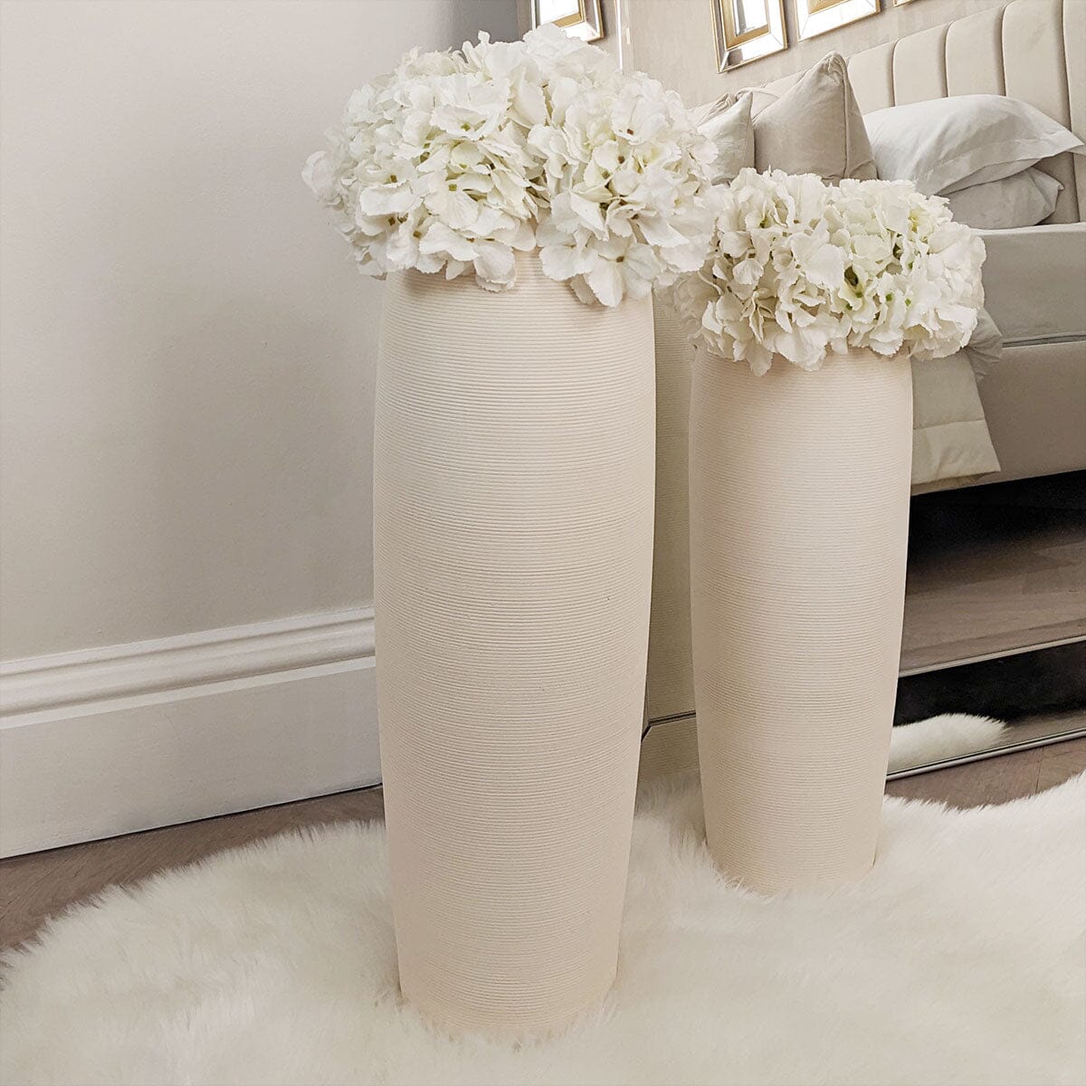 Solis XL Floor Standing Stone Ceramic Neutral Vase - Bridgnorth Furniture