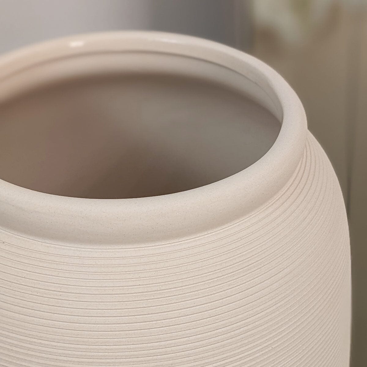 Solis XL Floor Standing Stone Ceramic Neutral Vase - Bridgnorth Furniture