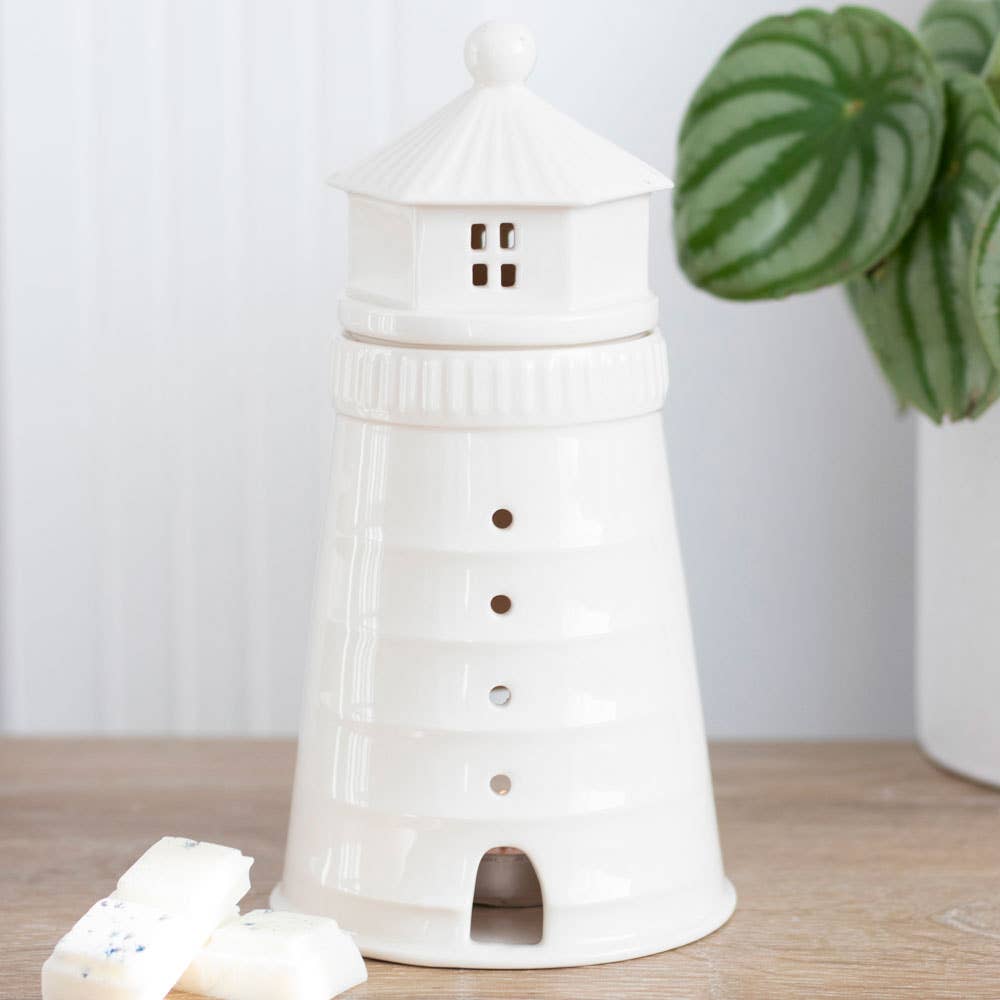 Nautical White Lighthouse Oil Burner and Wax Warmer - Bridgnorth Furniture