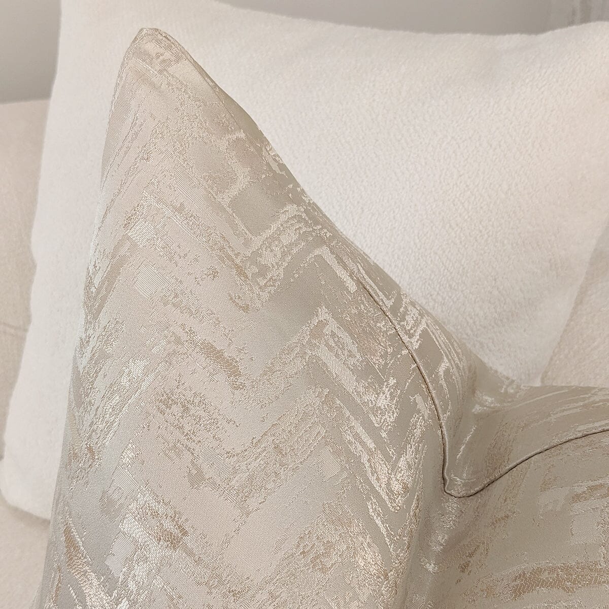 Sorrel Cream & Gold Metallic Abstract Patterned Cushion - 50x50cm - Bridgnorth Furniture