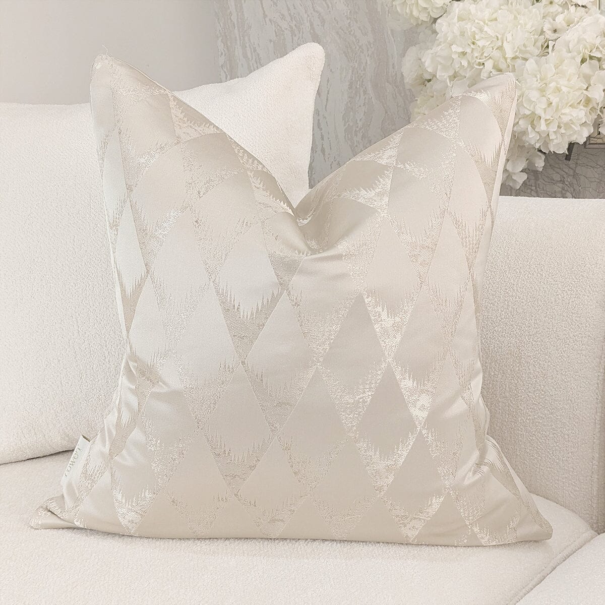 Tacoma Cream & Gold Geometric Metallic Cushion - 50x50cm - Bridgnorth Furniture
