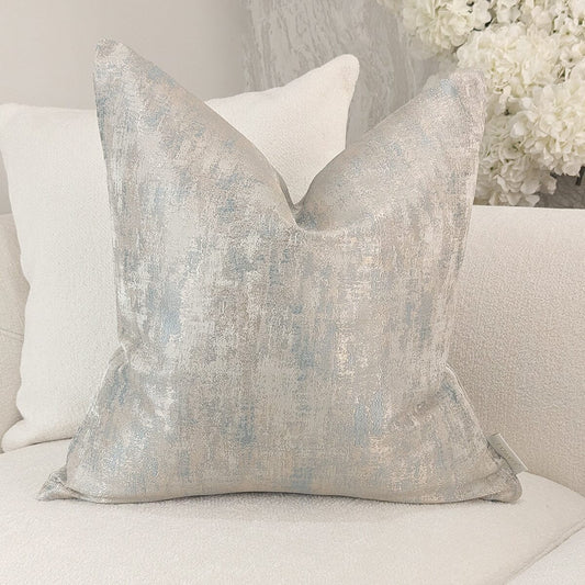 Tamzin Gold & Duck Egg Metallic Cushion - 50x50cm - Bridgnorth Furniture