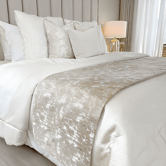 Tiana Cream & Gold Abstract Print Bed Runner - Bridgnorth Furniture