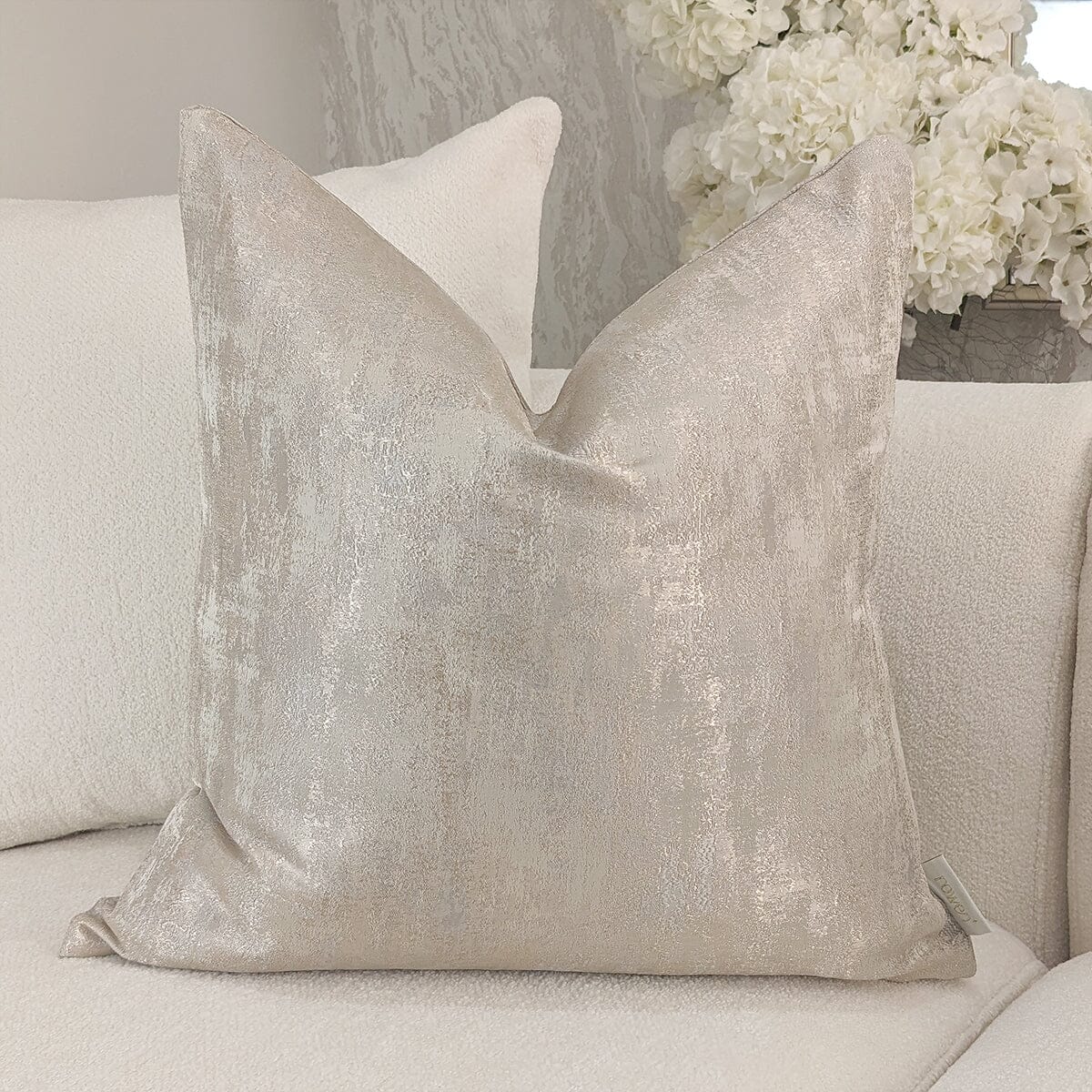 Tiana Cream & Gold Abstract Print Cushion - 50x50cm - Bridgnorth Furniture