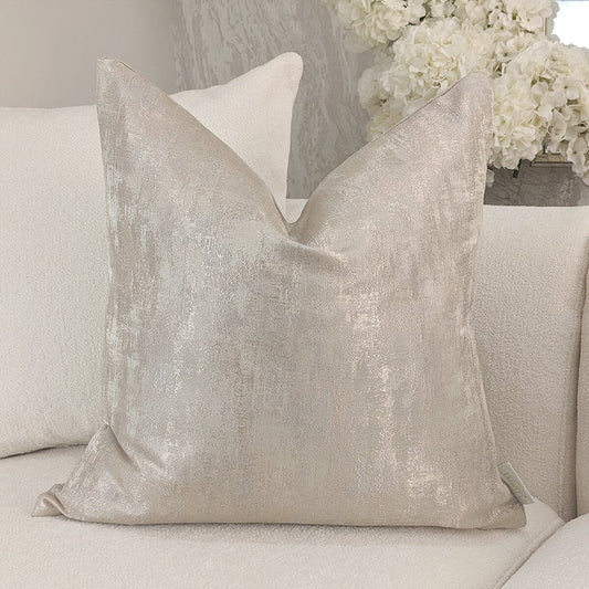 Tiana Cream & Gold Abstract Print Cushion - 50x50cm - Bridgnorth Furniture