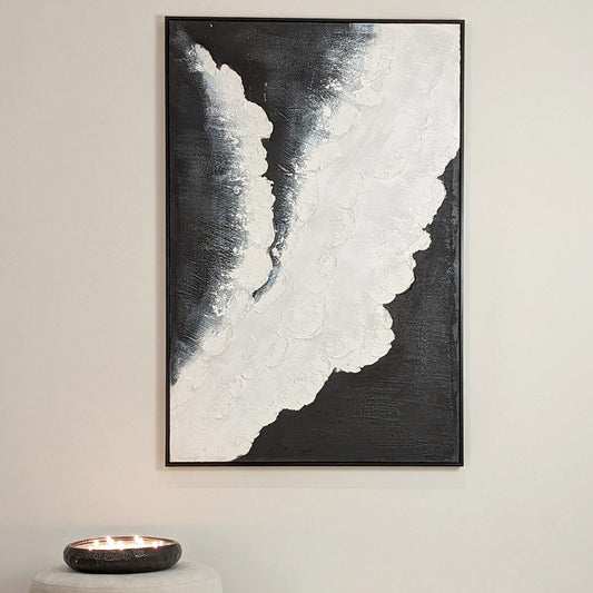 Tilford Monochrome Beach Waves Textured Canvas Wall Art - Bridgnorth Furniture