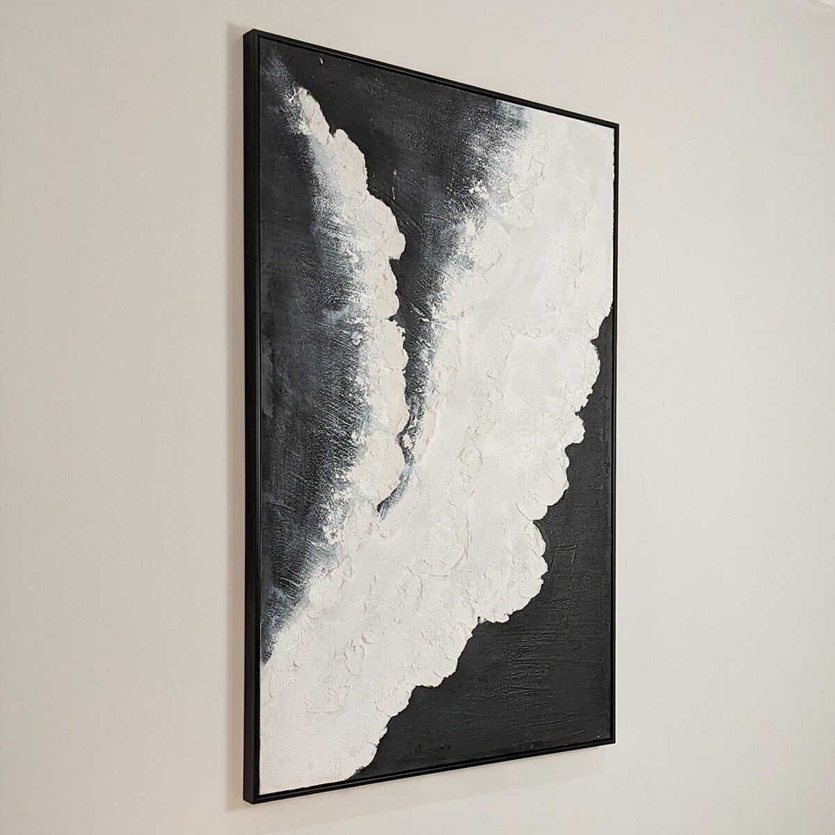 Tilford Monochrome Beach Waves Textured Canvas Wall Art - Bridgnorth Furniture
