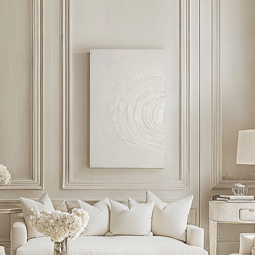 Tilly Cream Half Moon Textured Canvas Wall Art - Bridgnorth Furniture