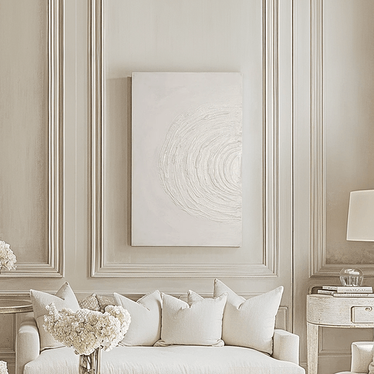 Tilly Cream Half Moon Textured Canvas Wall Art - Bridgnorth Furniture