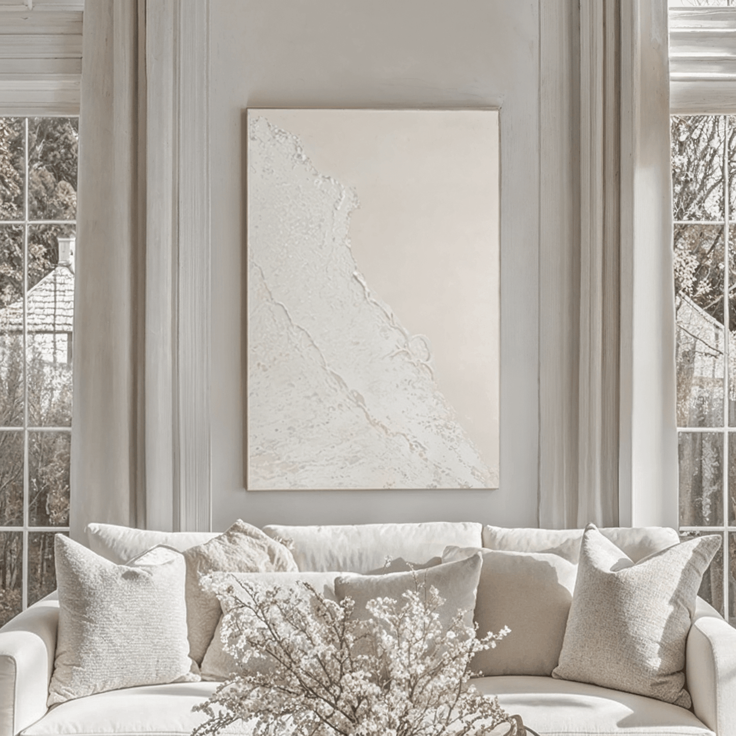 Toulouse Neutral Beach Waves Textured Canvas Wall Art - Bridgnorth Furniture
